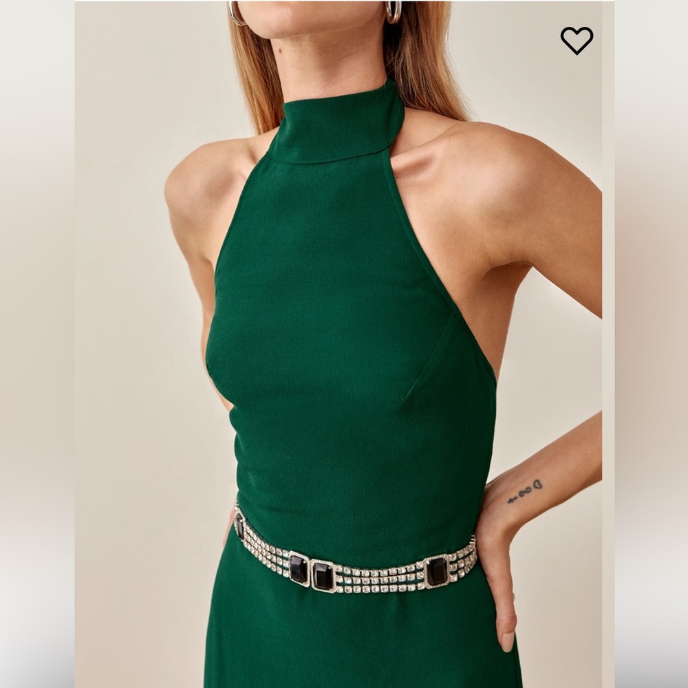 NWT Reformation Filippa Sleeveless Midi Dress in Emerald Green - Picture 4 of 7